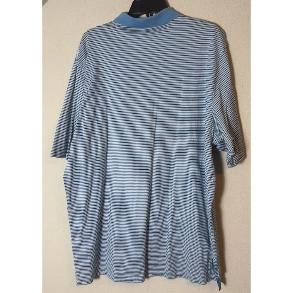 Polo Golf Ralph Lauren Shirt XL Blue Striped Cotton Short Sleeve Polo